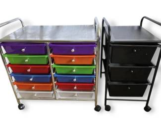 Two Rolling MultiDrawer Storage Carts