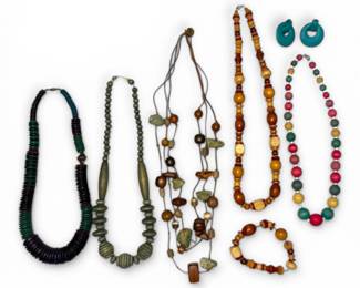 Colorful Wooden Beaded Necklaces  Earrings