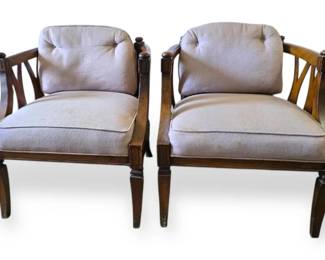 Regency Style Carved Side Chairs With Cushions