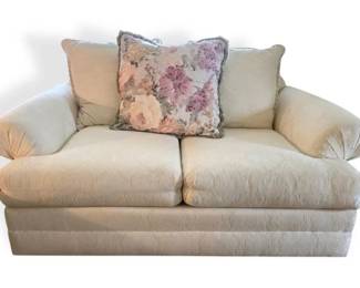Cream Brocade Loveseat