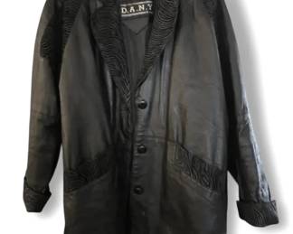 Vintage Womens Black Leather Coat by D.A.N.Y. New York Direct Action