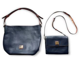 Dooney  Bourke Navy Blue Shoulder Bag  Matching Crossbody Bag w COA