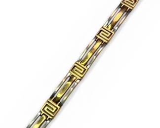 14k Gold TwoToned Greek Key Link Bracelet 15.15g