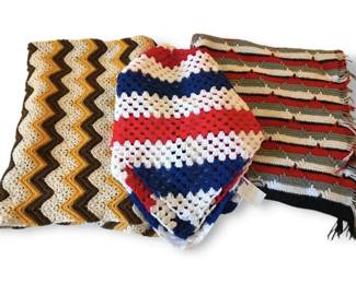 Three Crochet Afghan Blankets
