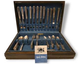 W.M. Rogers  Son SilverPlated Flatware Set  Incomplete, 59 Pieces