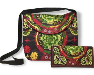 Floral Embroidered Handbag  Wallet