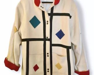 1980s Steve Evans 100  Wool Multicolor Geometric Coat  Womens