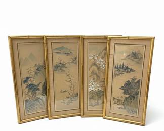 Set of Four Framed Asian Landscape Paintings