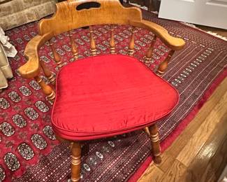 Ethan Allen Windsor Armchair with Red Upholstery
