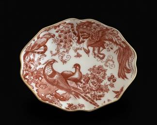 Royal Crown Derby Red Aves Scalloped Edge Dish