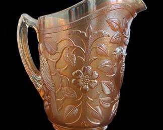 Imperial Glass "Lustre Rose" Marigold Carnival Glass Pitcher