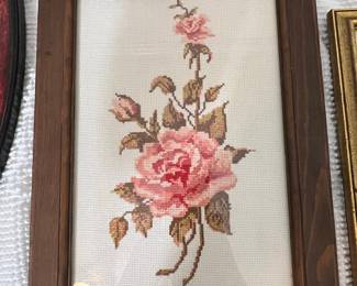 Vintage Pink Rose Cross-Stitch Embroidery Kit