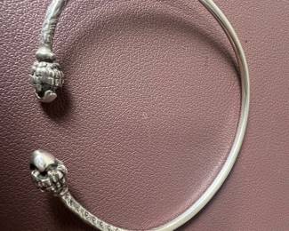 Sterling Silver Skull Cuff Bracelet