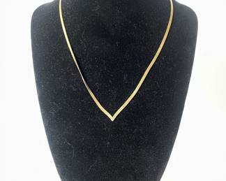 14k Yellow Gold V-Shaped Herringbone Chain Necklace