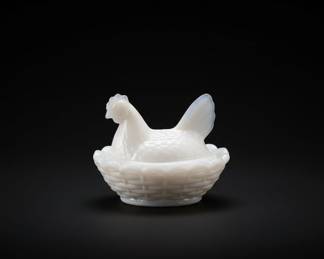 Milk Glass Hen on Nest
