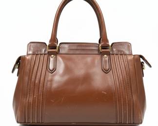 Brown Leather Pleated Tote Handbag by Frye (Melissa Collection)