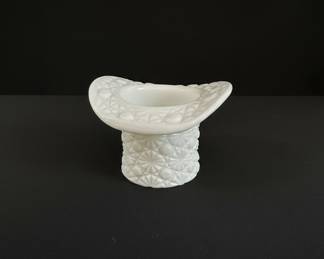 White Hobnail Milk Glass "Hat" Vase - Fenton