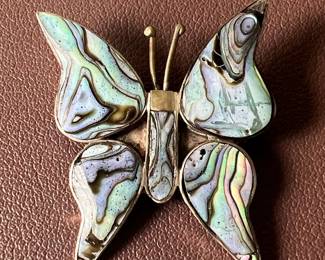 Sterling Silver and Abalone Butterfly Brooch