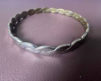 Vintage Taxco Sterling Silver Braided Bangle Bracelet