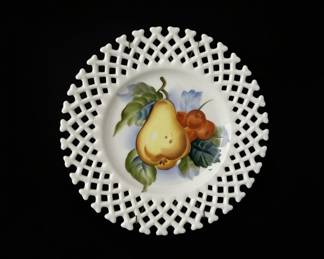 Lefton China Hand Painted Fruit Plate with Lace Edge