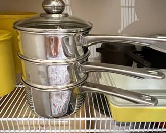 Stainless Steel Double Boiler Set with Glass Lids