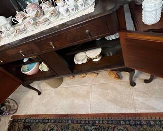 Antique Mahogany Sideboard with Mirror and Tea Set