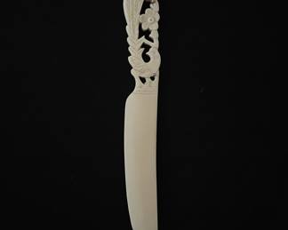 Carved Bone Letter Opener with Bird and Floral Motif