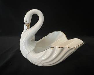 Lenox Swan Trinket Dish with 24k Gold Trim