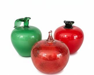 Set of Three Decorative Glass Apples