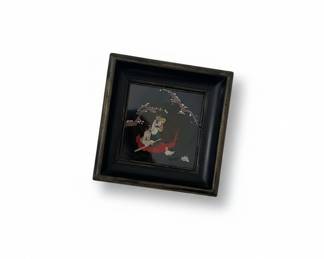 Japanese Lacquerware Panel with Figures in a Boat