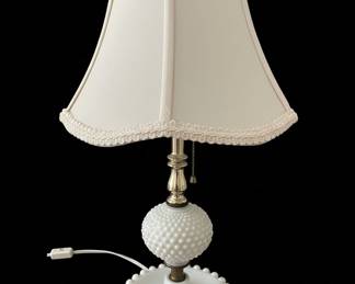Hobnail Milk Glass Table Lamp