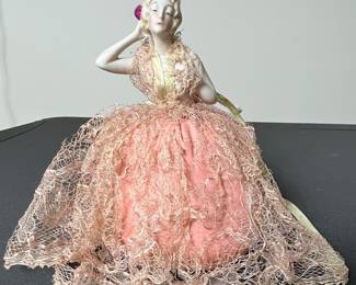 Antique German Bisque Half Doll Pincushion