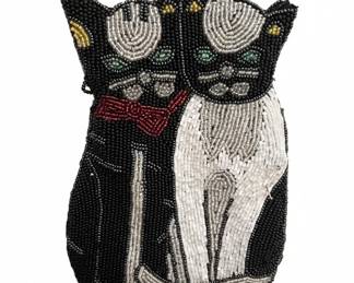 Vintage Beaded Cat Wall Hanging - Mary Frances Style
