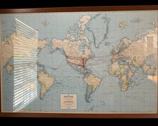 Rand McNally Cosmopolitan Series World Map with Travel Routes