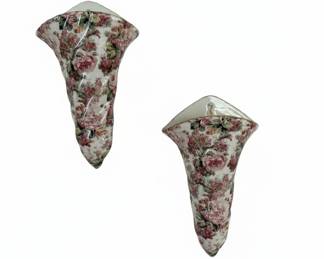 Set of 2 Floral Porcelain Wall Pockets - Baum Bros Formalities