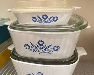 CorningWare "Blue Cornflower" Casserole Dishes with Lids