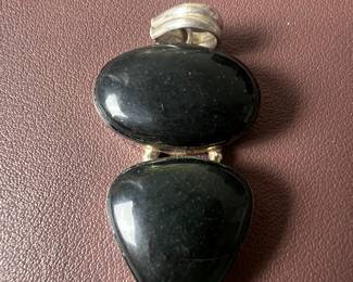 Sterling Silver and Black Stone Pendant