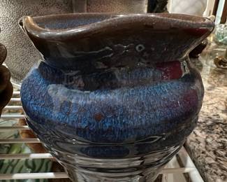 Studio Art Pottery Vase with Starry Night Glaze