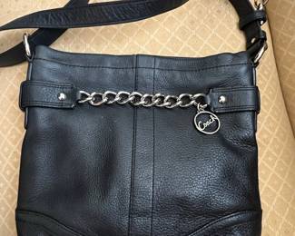 Coach Brooke F17165 Black Pebbled Leather Hobo Handbag Purse