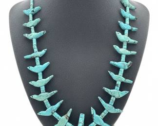 Zuni Turquoise Bird Carving Fetish Necklace