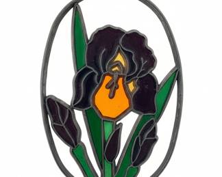 Oval Stained Glass Iris Suncatcher