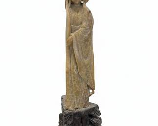 Vintage Chinese Carved Soapstone Figurine of Guanyin
