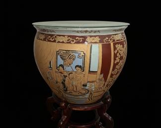 Chinese Export Porcelain "Famille Rose" Fish Bowl Planter