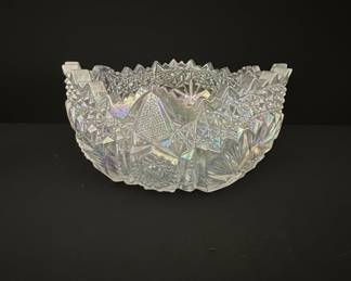 American Brilliant Cut Glass Bowl with Iridescent Finish