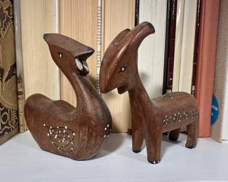 Carved Wooden Animal Figurines (Set of 2)