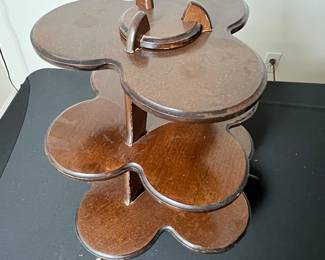 Vintage Clover/Quatrefoil Tiered Wooden Display Stand