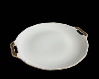 Royal Bayreuth Porcelain Serving Platter with Gold Handles