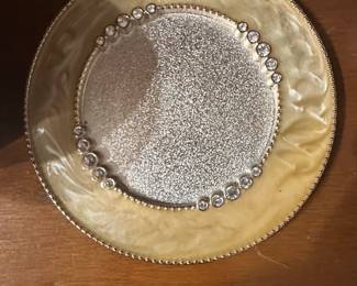 Decorative Charger Plate with Rhinestones and Beaded Trim