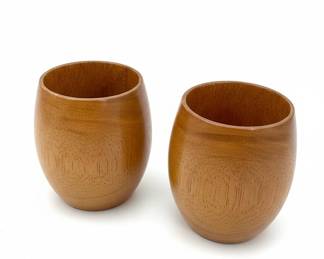 Vintage Teak Wood Tumblers (Set of 2)