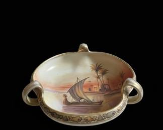 Hand Painted Nippon Ceramic Decorative Bowl with Egyptian Scene